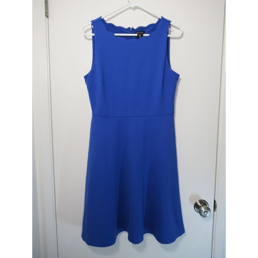 Nicole Miller Blue Fit and Flare Sleeveless Scalloped Neck Cocktail Dress Size M
